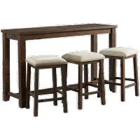 Jax Dark Brown Console Table with 3 Stools