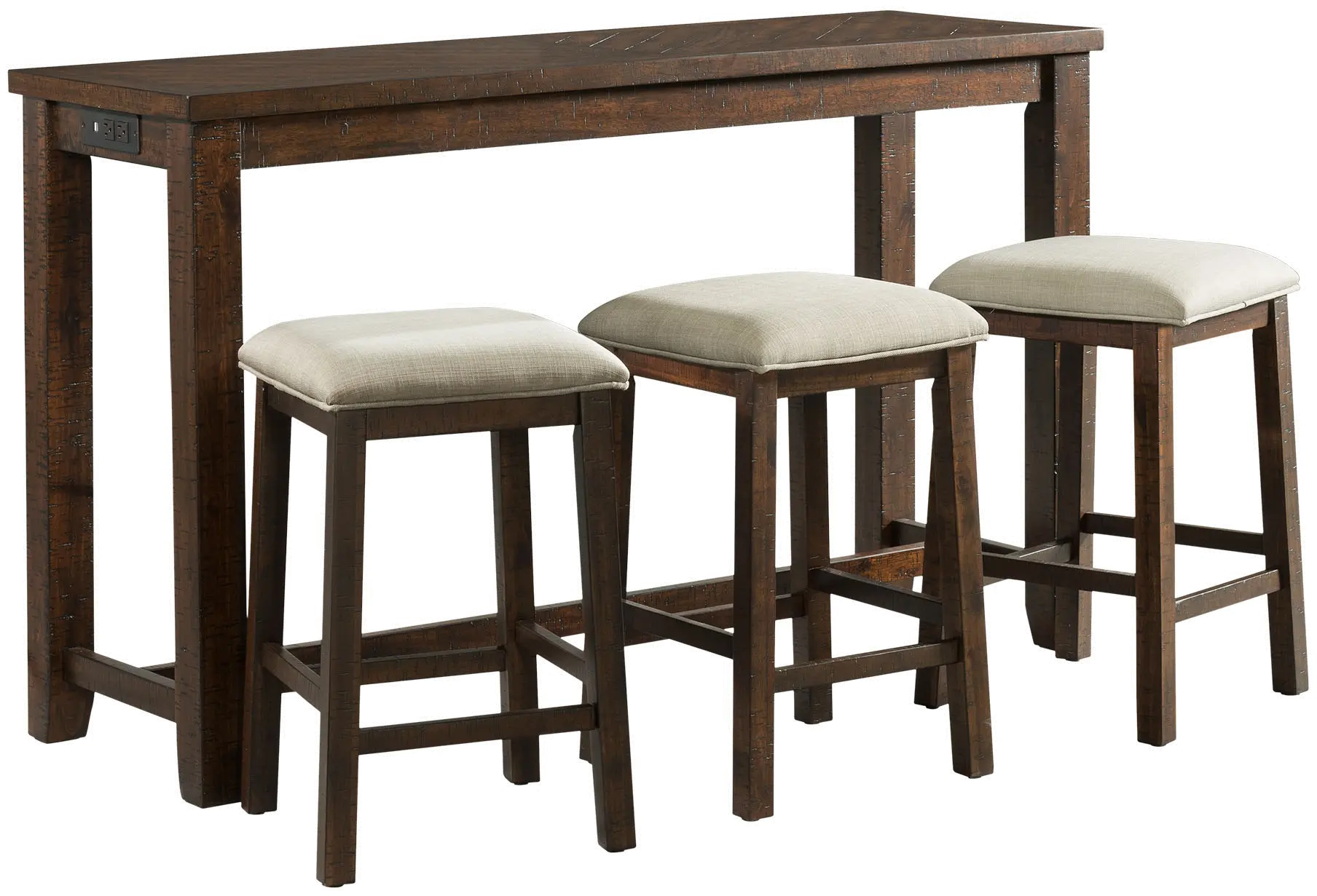 Jax Dark Brown Console Table with 3 Stools