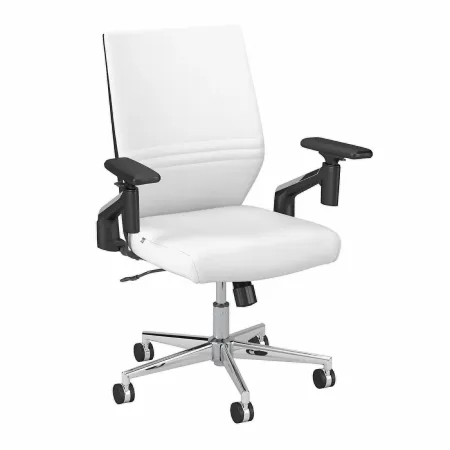 Laguna White Leather Mid Back Task Chair - Bush Furniture