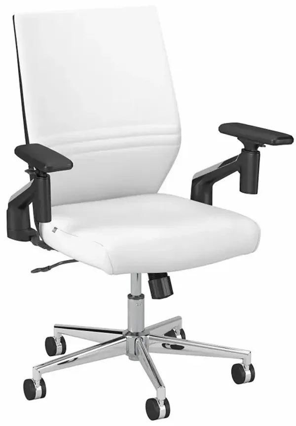 Laguna White Leather Mid Back Task Chair - Bush Furniture