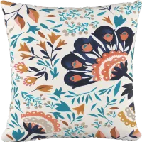 18" Kaya Floral Aqua Pillow - Skyline Furniture