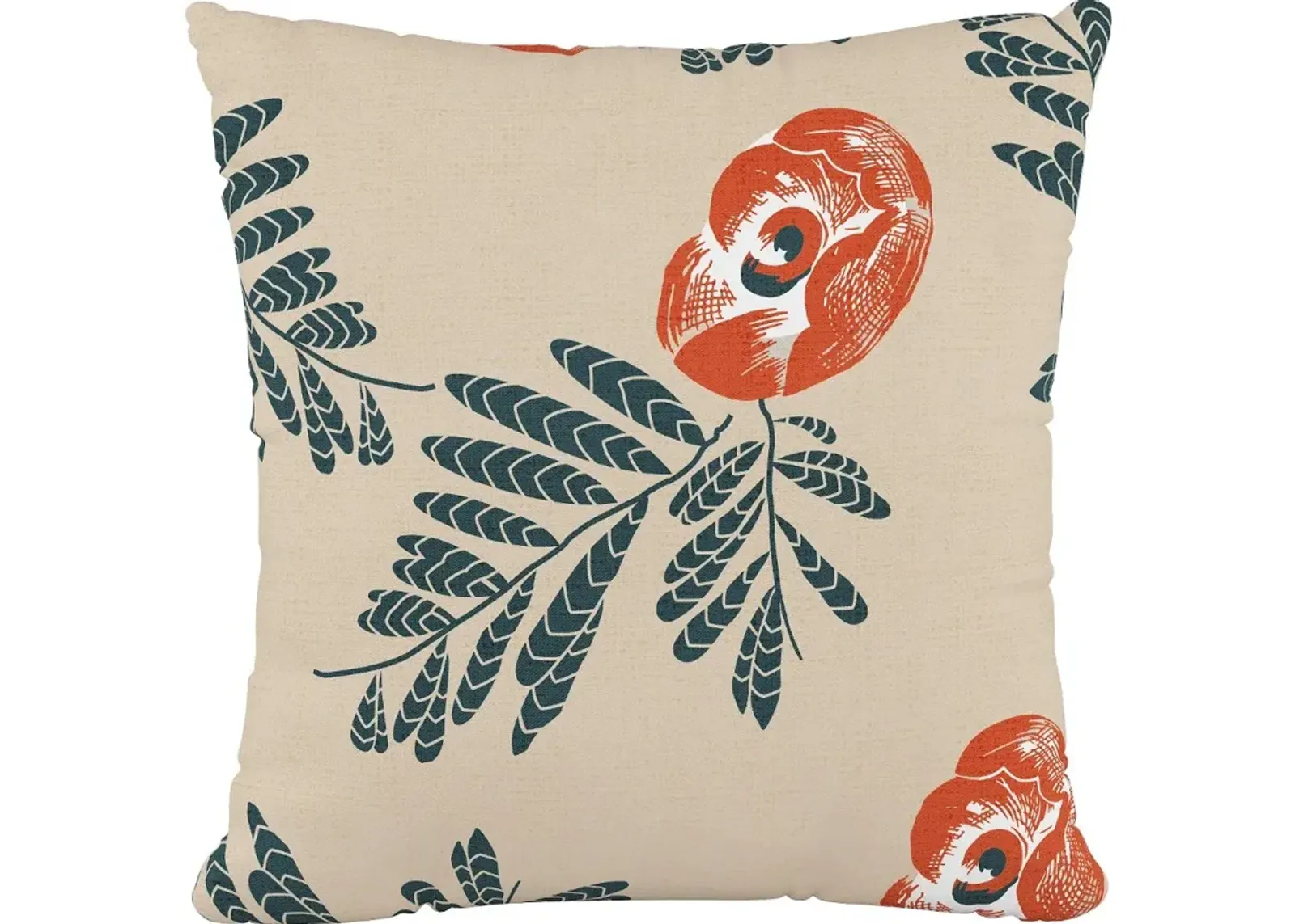 18" Mod Floral Orange Pillow - Skyline Furniture