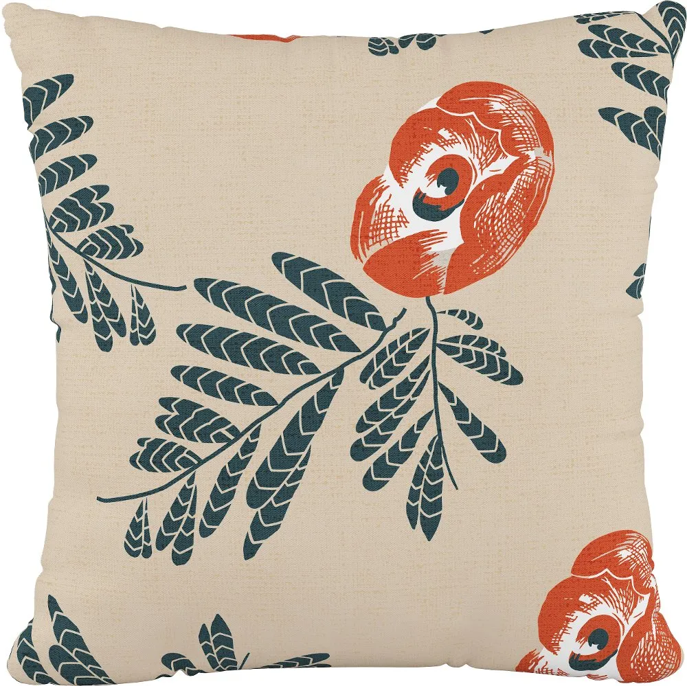 18" Mod Floral Orange Pillow - Skyline Furniture