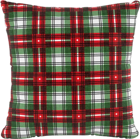 18" Nicolas Plaid Red and Green Pillow - Skyline Furniture
