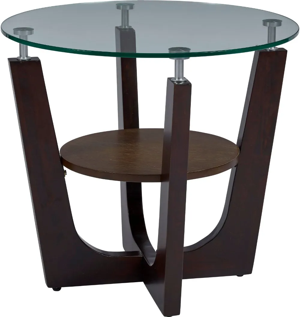 Four-Points Glass Espresso End Table