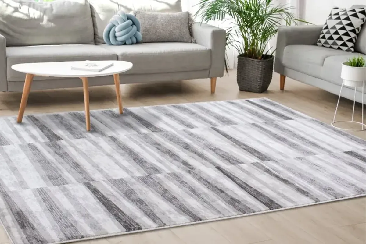 Chorus 5 x 8 Geometric White and Gray Area Rug