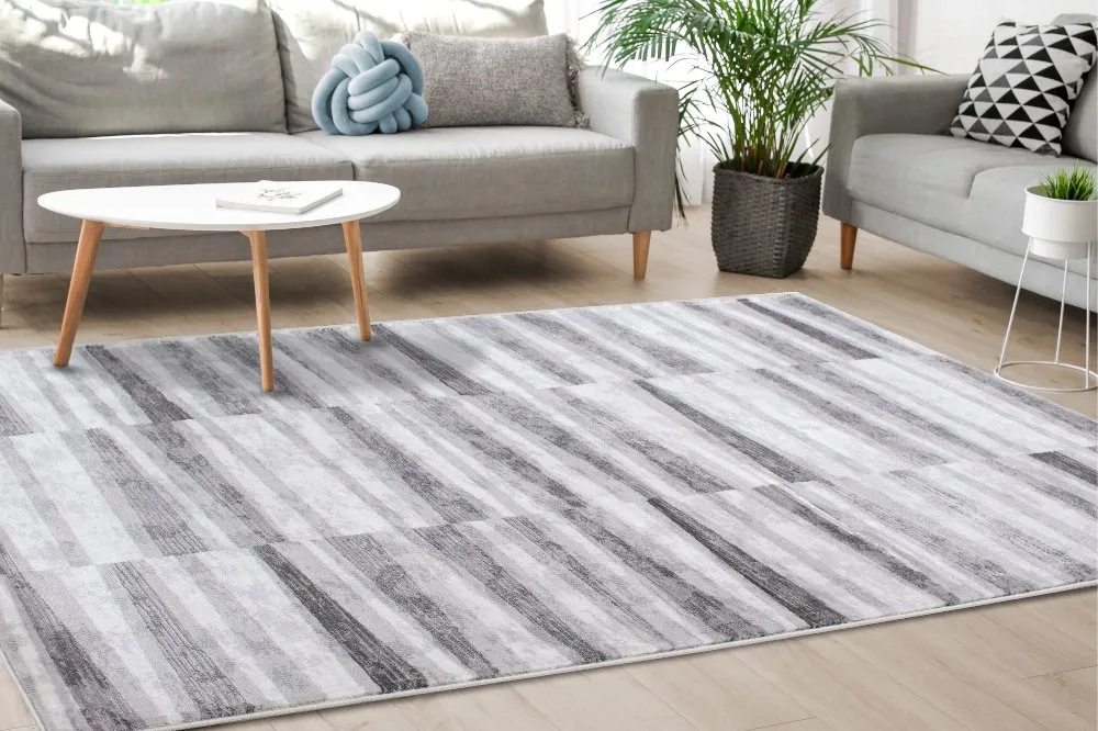 Chorus 5 x 8 Geometric White and Gray Area Rug