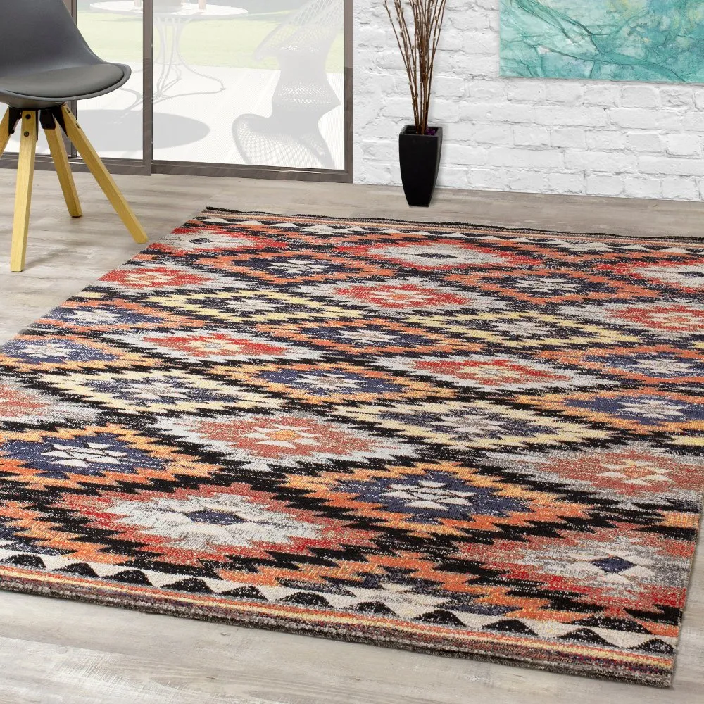 Sara 8' x 11' Tribal Red Orange Area Rug