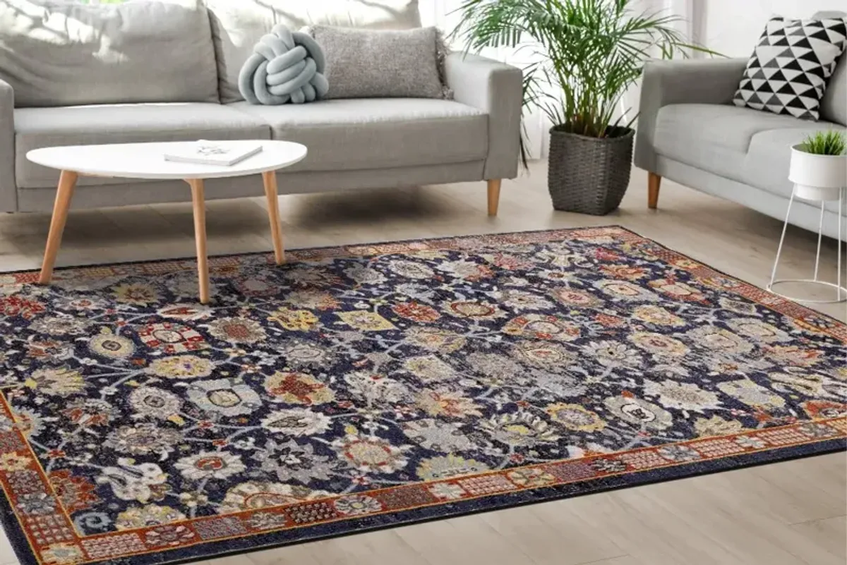 Sara 5' x 8' Elegant Navy Blue Area Rug