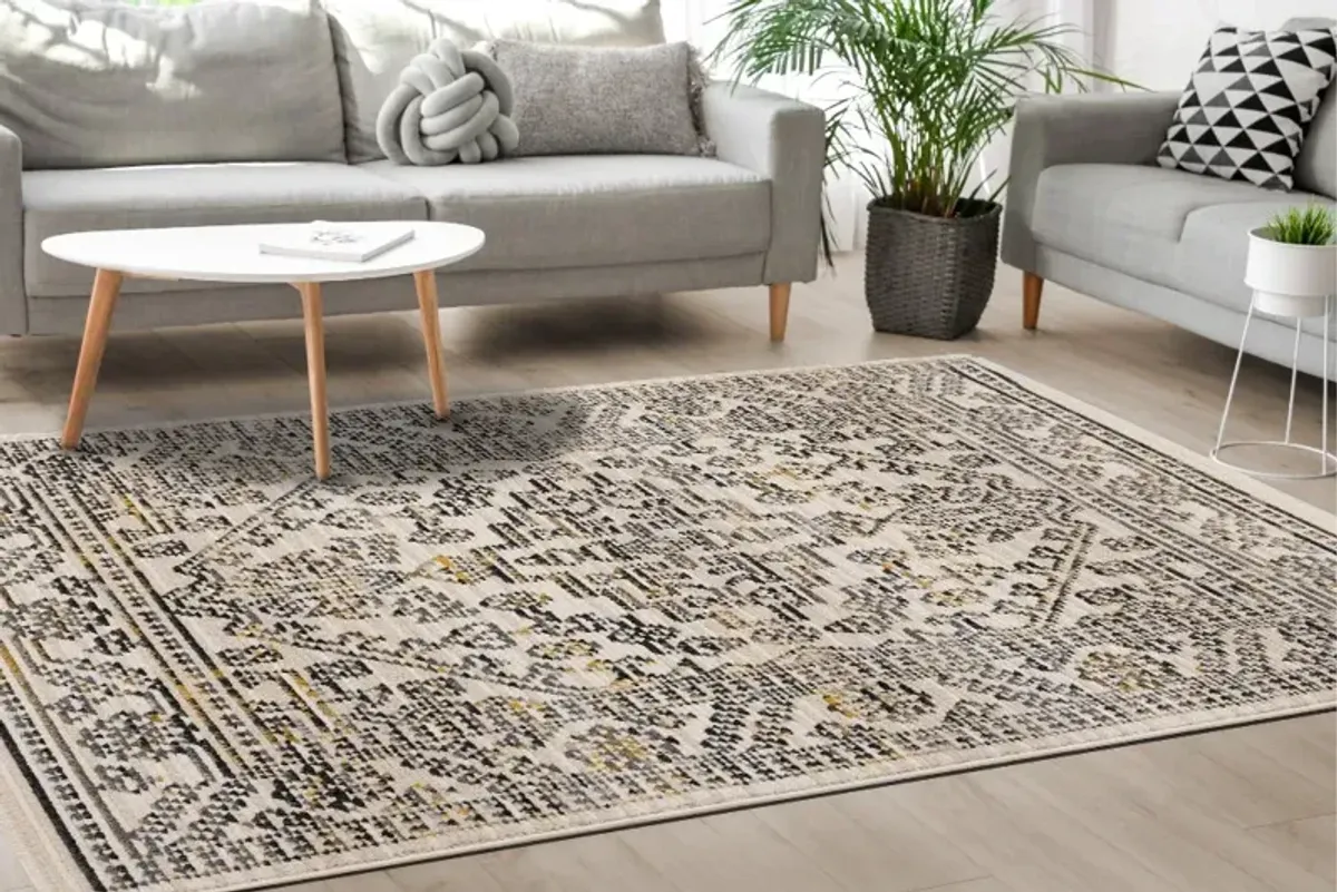 Calabar 5 x 8 Cream Gray Area Rug