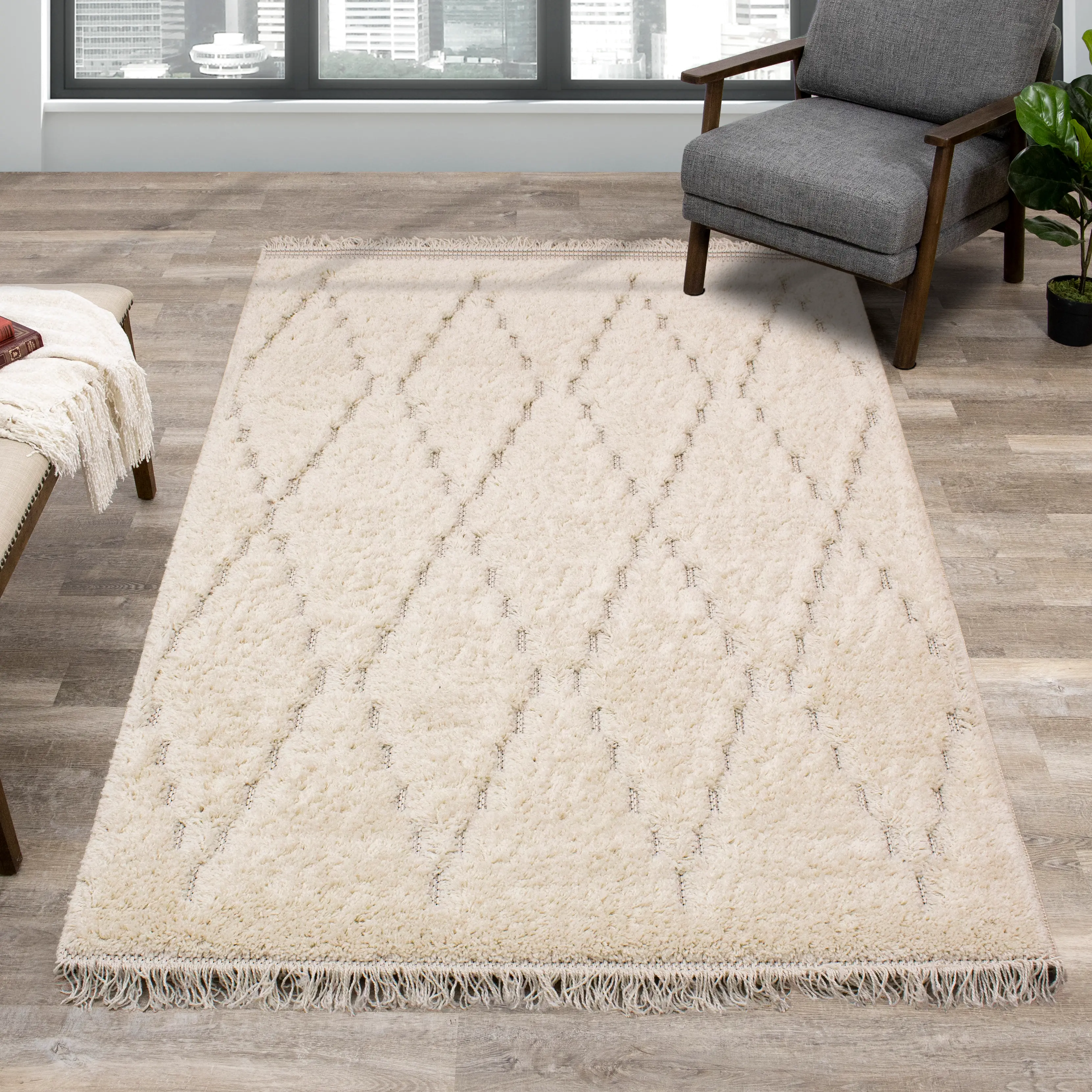 Novato 5 x 8 Chic Cream Shag Rug