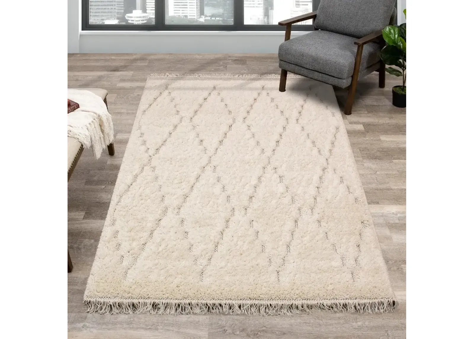 Novato 5 x 8 Chic Cream Shag Rug