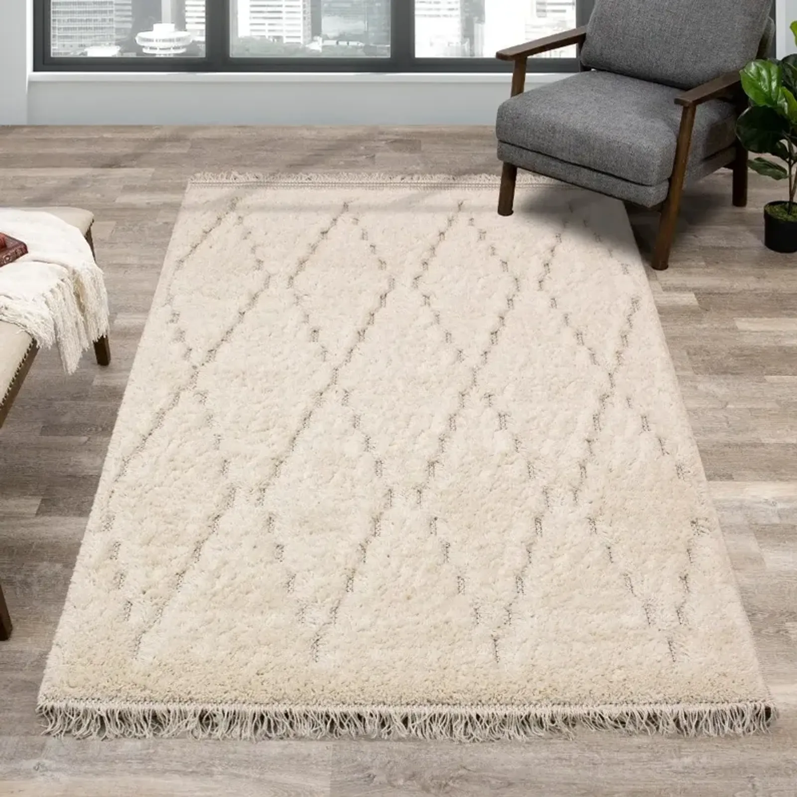 Novato 8 x 11 Chic Cream Shag Rug