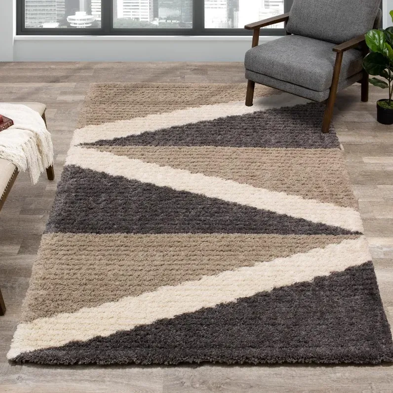 Rondo 5 x 8 Abstract Beige Cream Shag Rug