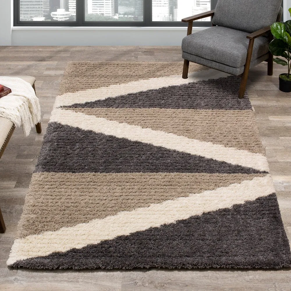 Rondo 8 x 11 Abstract Beige Cream Shag Rug