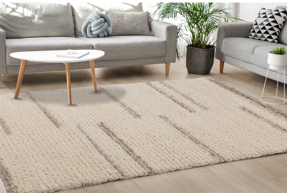 Rondo 5 x 8 Striped Cream Shag Rug