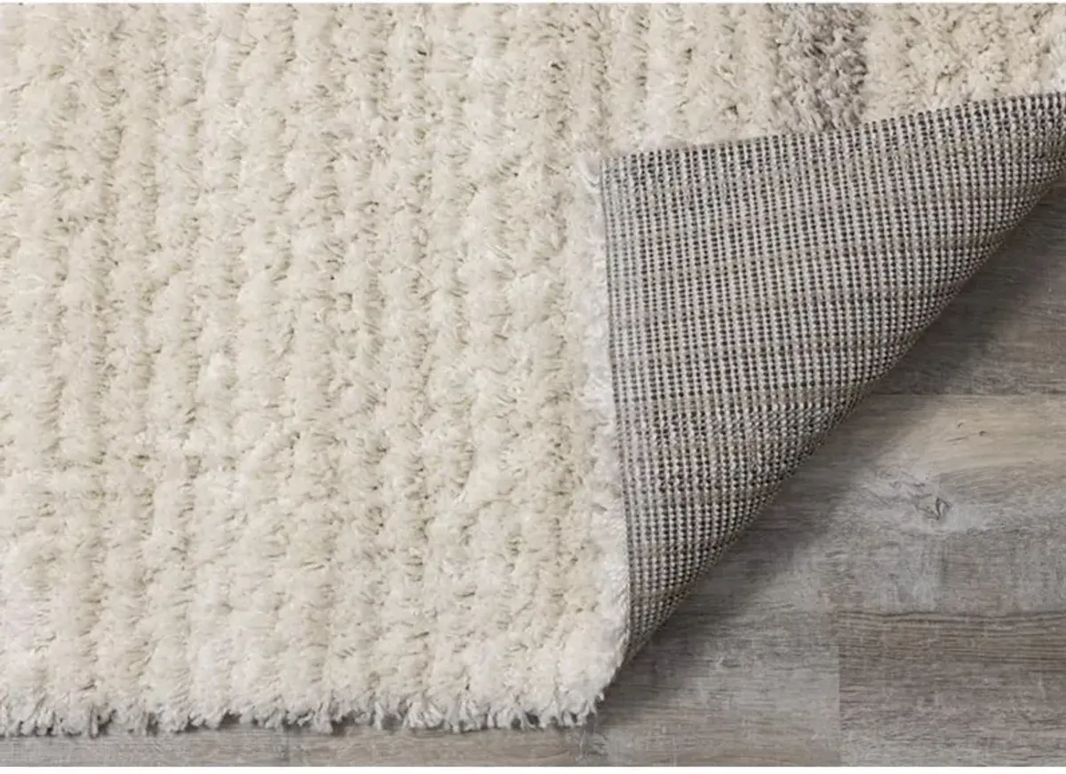 Rondo 8 x 11 Striped Cream Shag Rug