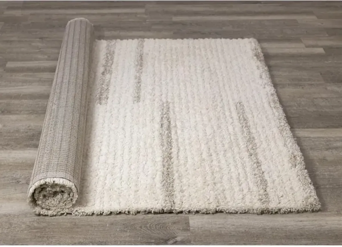 Rondo 8 x 11 Striped Cream Shag Rug