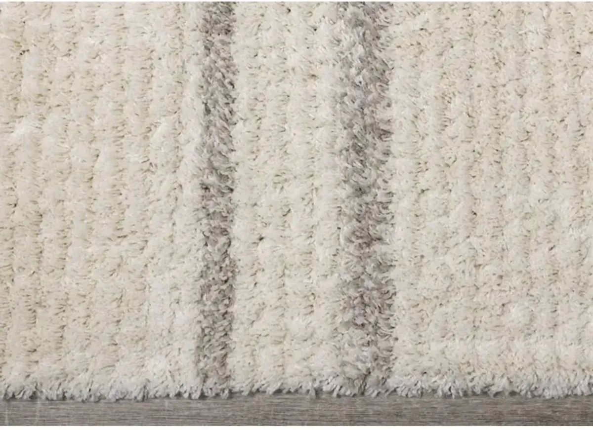 Rondo 8 x 11 Striped Cream Shag Rug