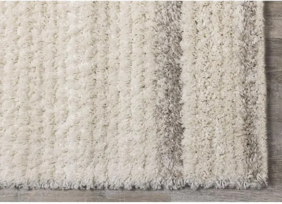 Rondo 8 x 11 Striped Cream Shag Rug