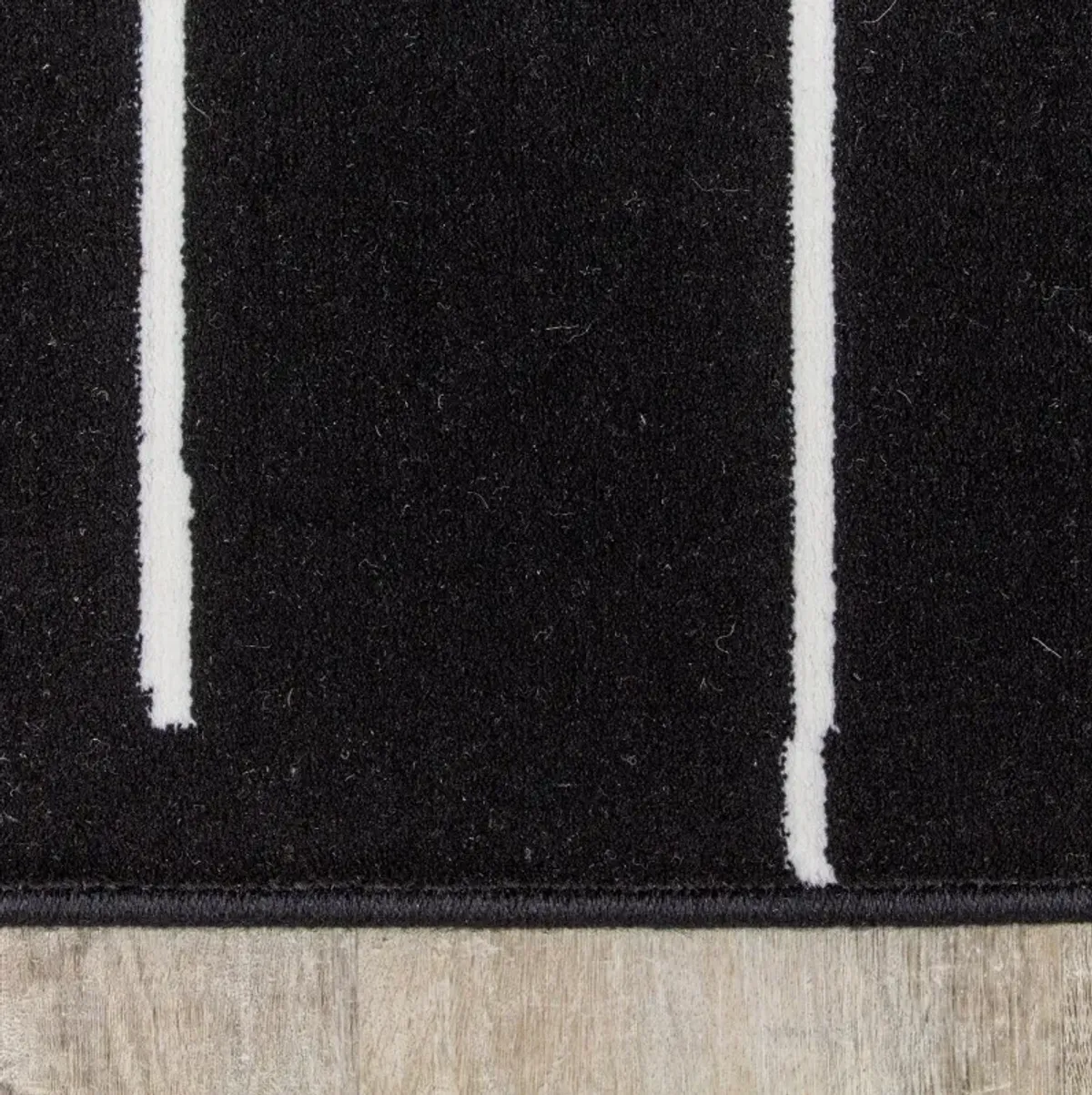 Ice 8 x 11 Striped Black and White Area Rug