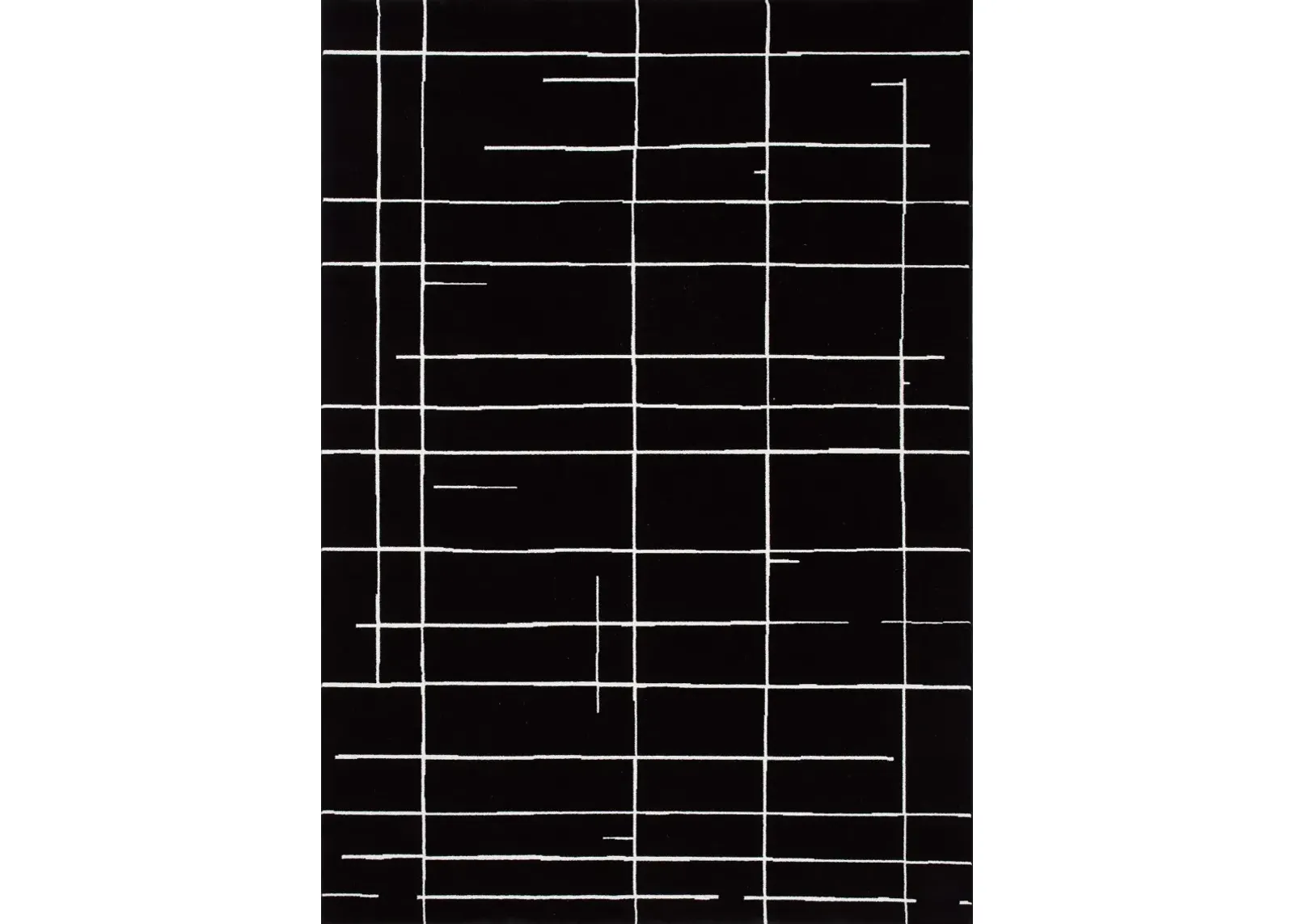 Ice 8 x 11 Striped Black and White Area Rug