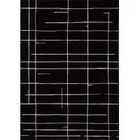 Ice 8 x 11 Striped Black and White Area Rug