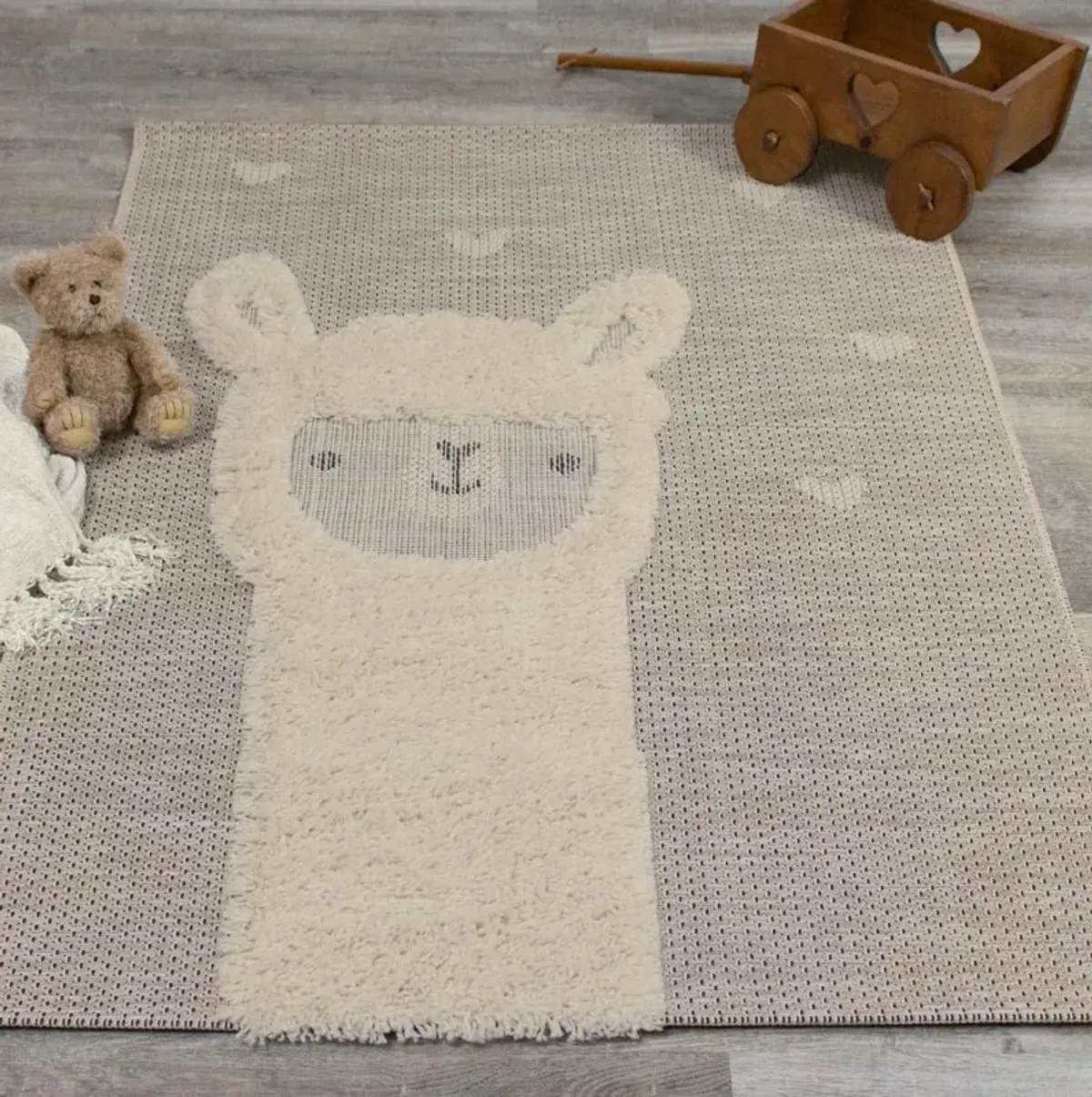 Kids 2 x 4 Llama Beige Area Rug