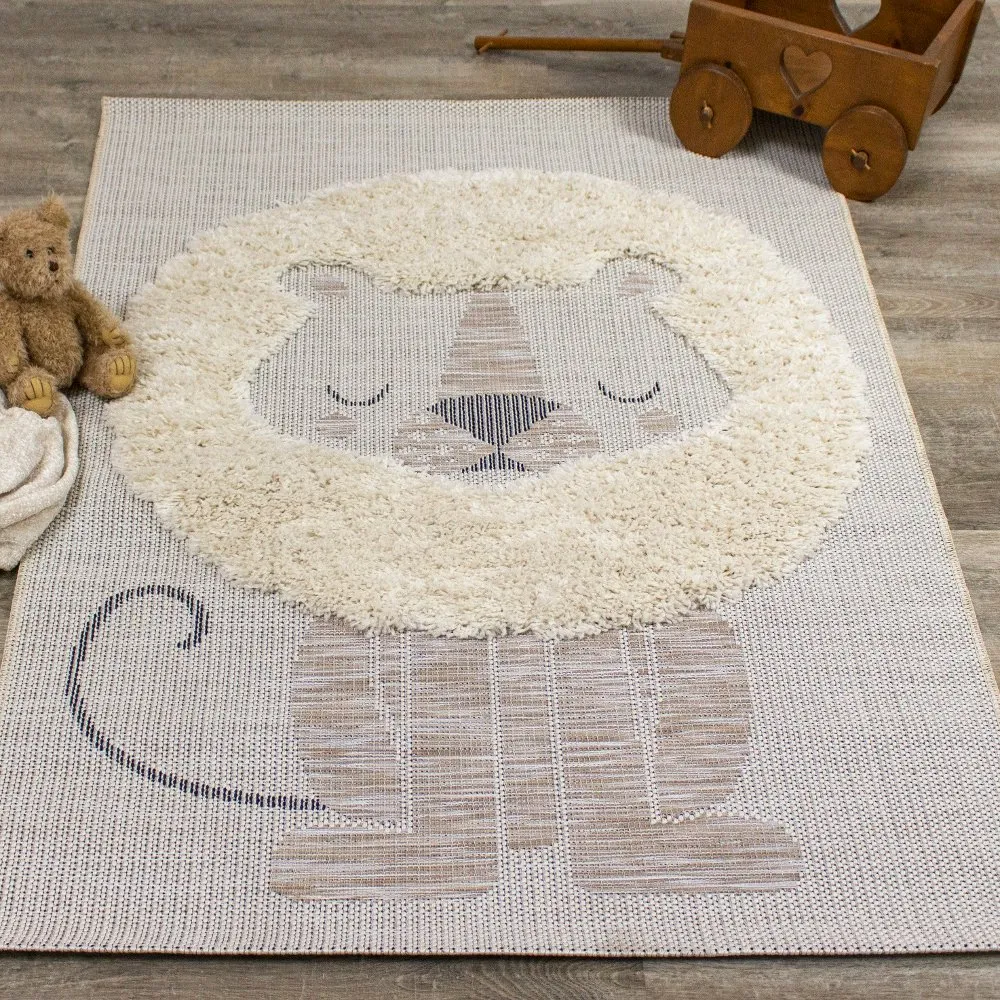 Kids 4 x 6 Lion Cream Beige Area Rug