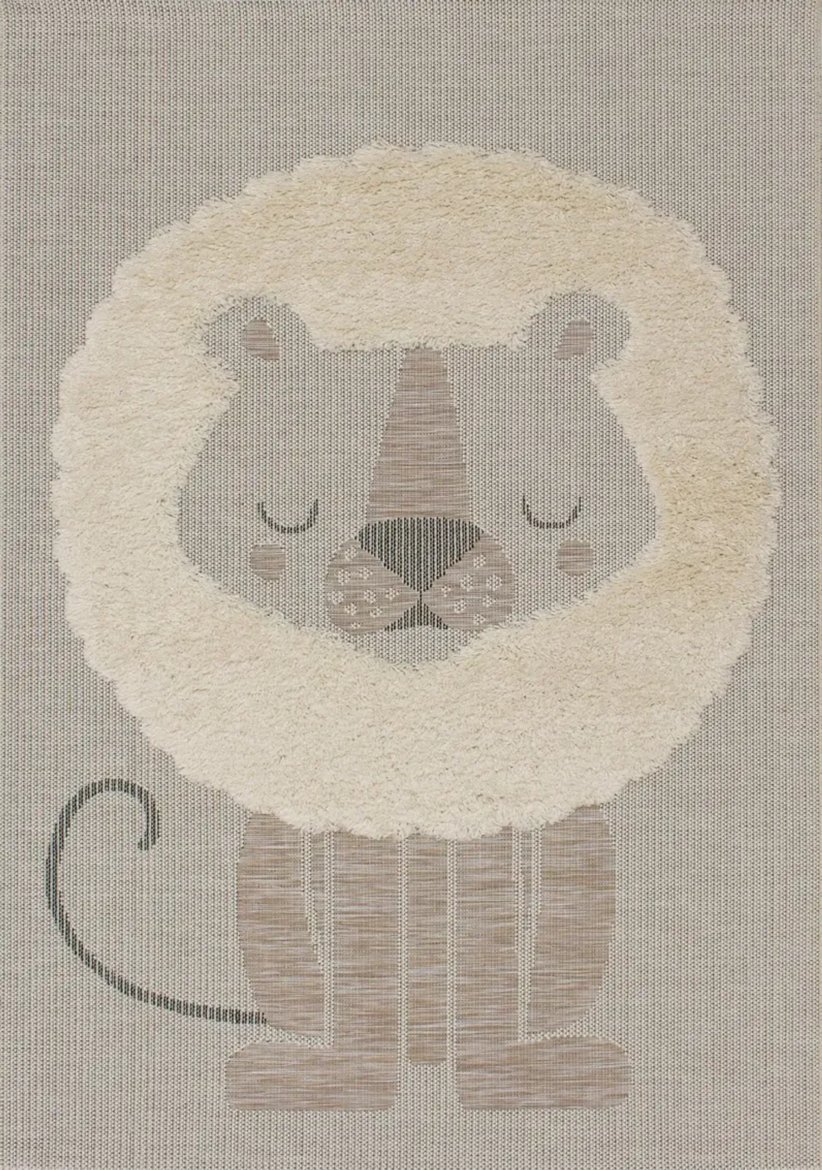 Kids 4 x 6 Lion Cream Beige Area Rug