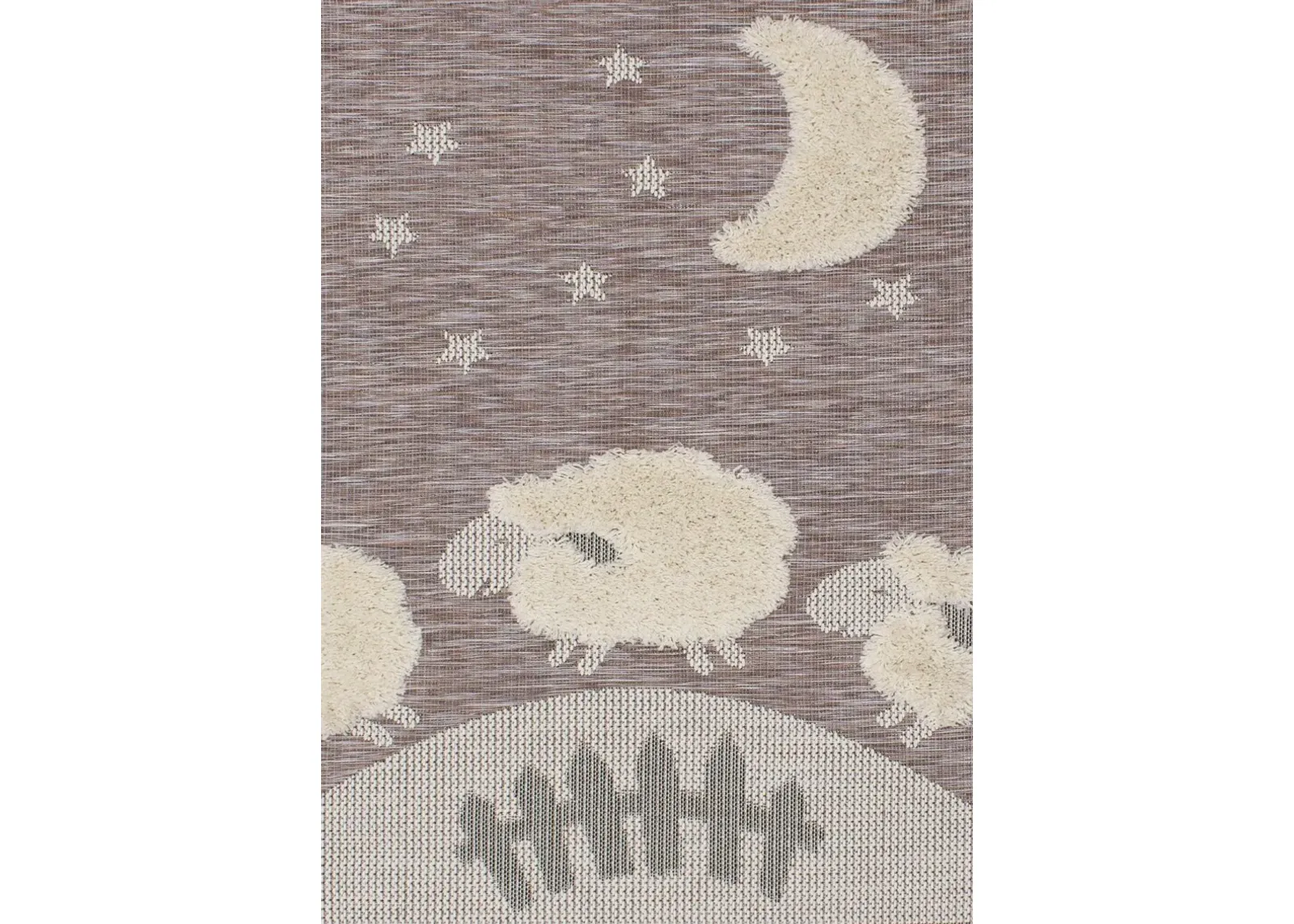 Kids 4 x 6 Counting Sheep Brown Area Rug