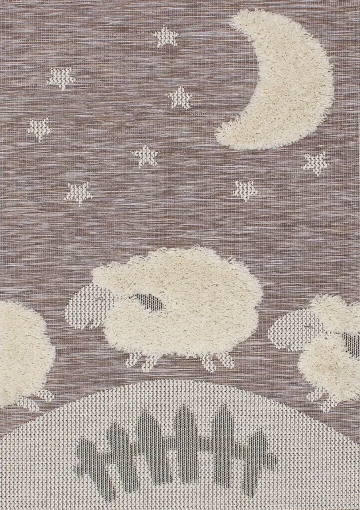 Kids 4 x 6 Counting Sheep Brown Area Rug