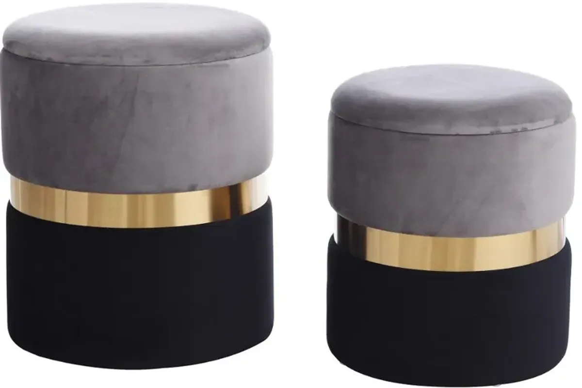 Daryman Gray and Black Ottoman