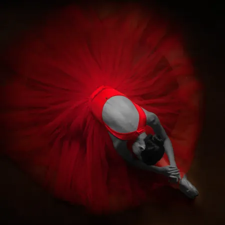 Red Ballerina Tempered Glass Wall Art