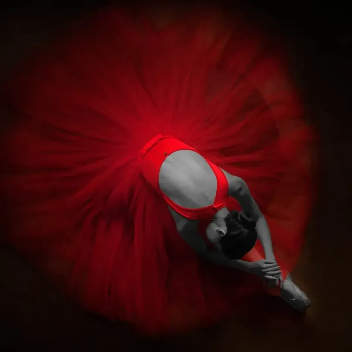 Red Ballerina Tempered Glass Wall Art