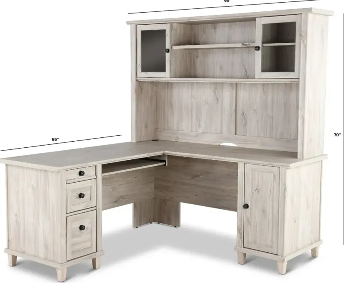 Hammond Chalk Oak L-Desk and Hutch