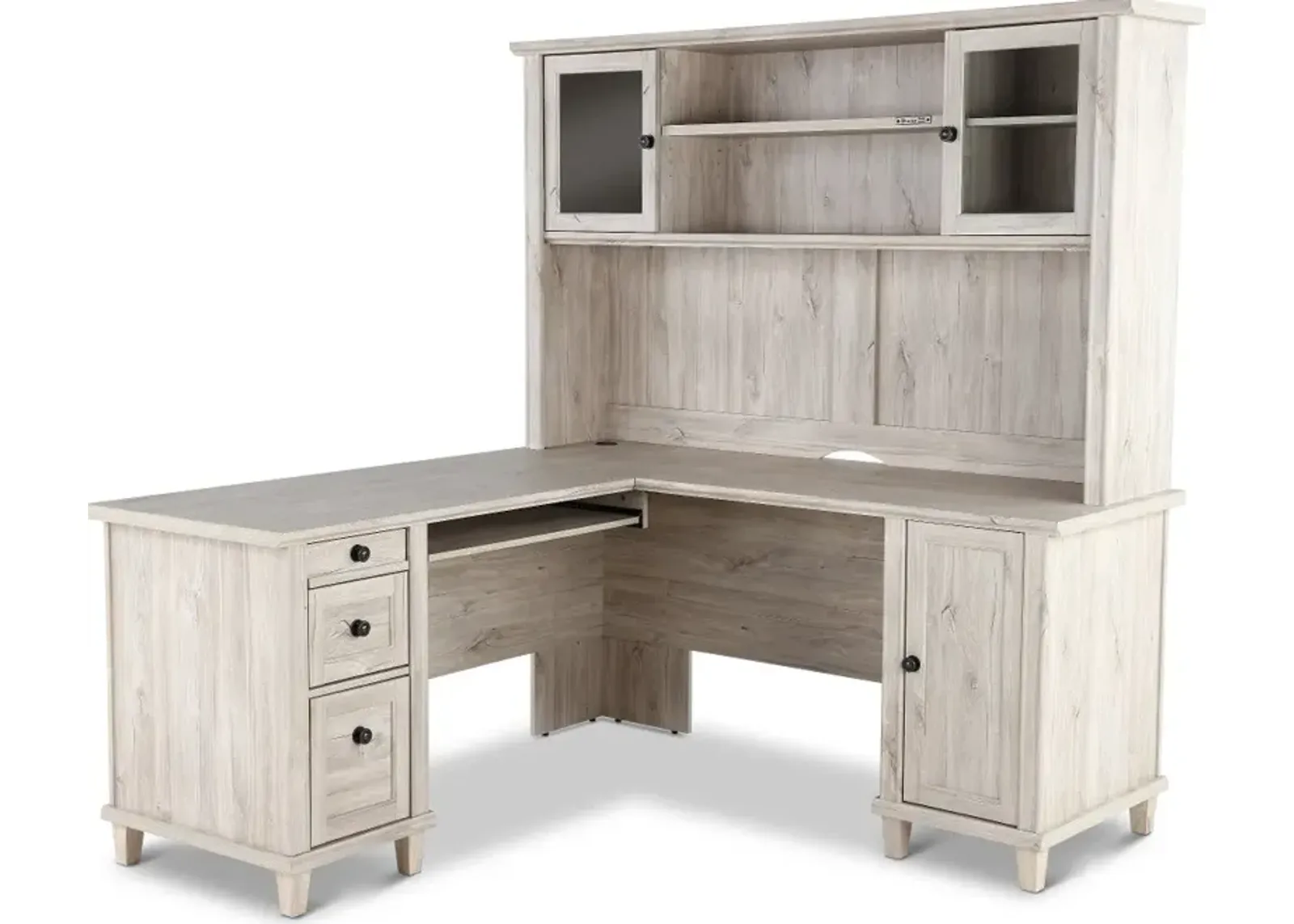 Hammond Chalk Oak L-Desk and Hutch