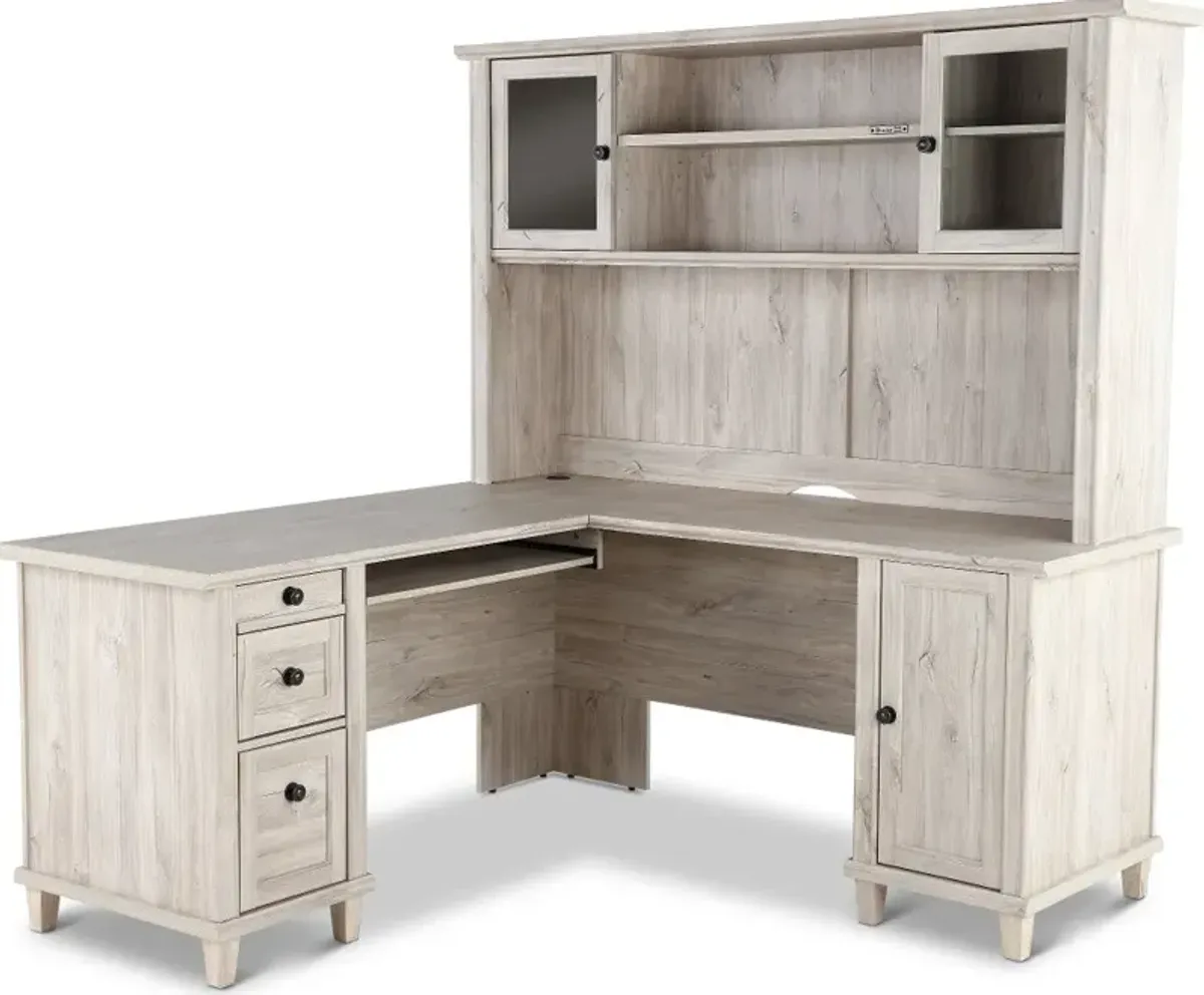 Hammond Chalk Oak L-Desk and Hutch