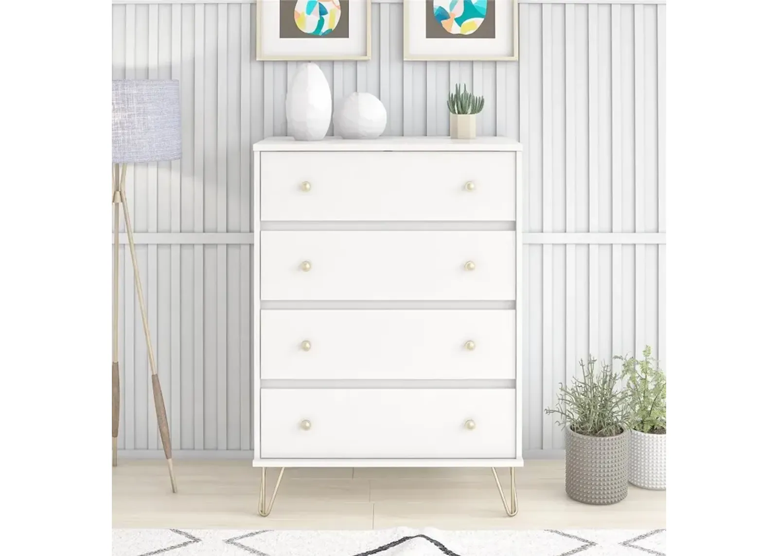 Finley Contemporary White 4-Drawer Dresser