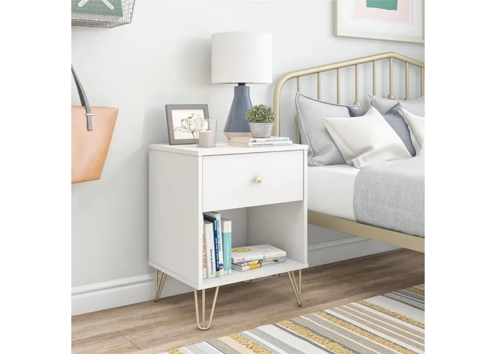 Finley Contemporary White Nightstand