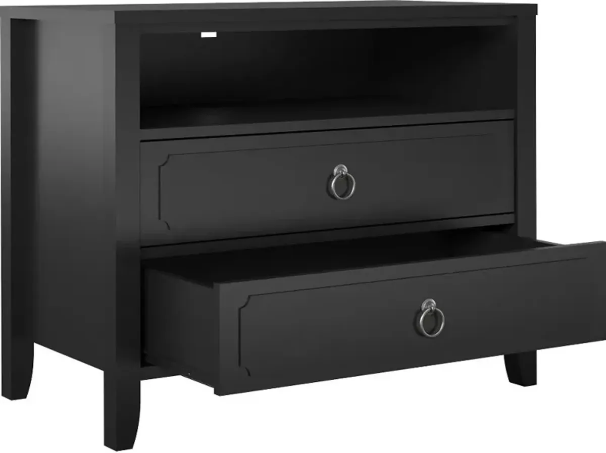 Her Majesty Cottage Black 2-Drawer Nightstand