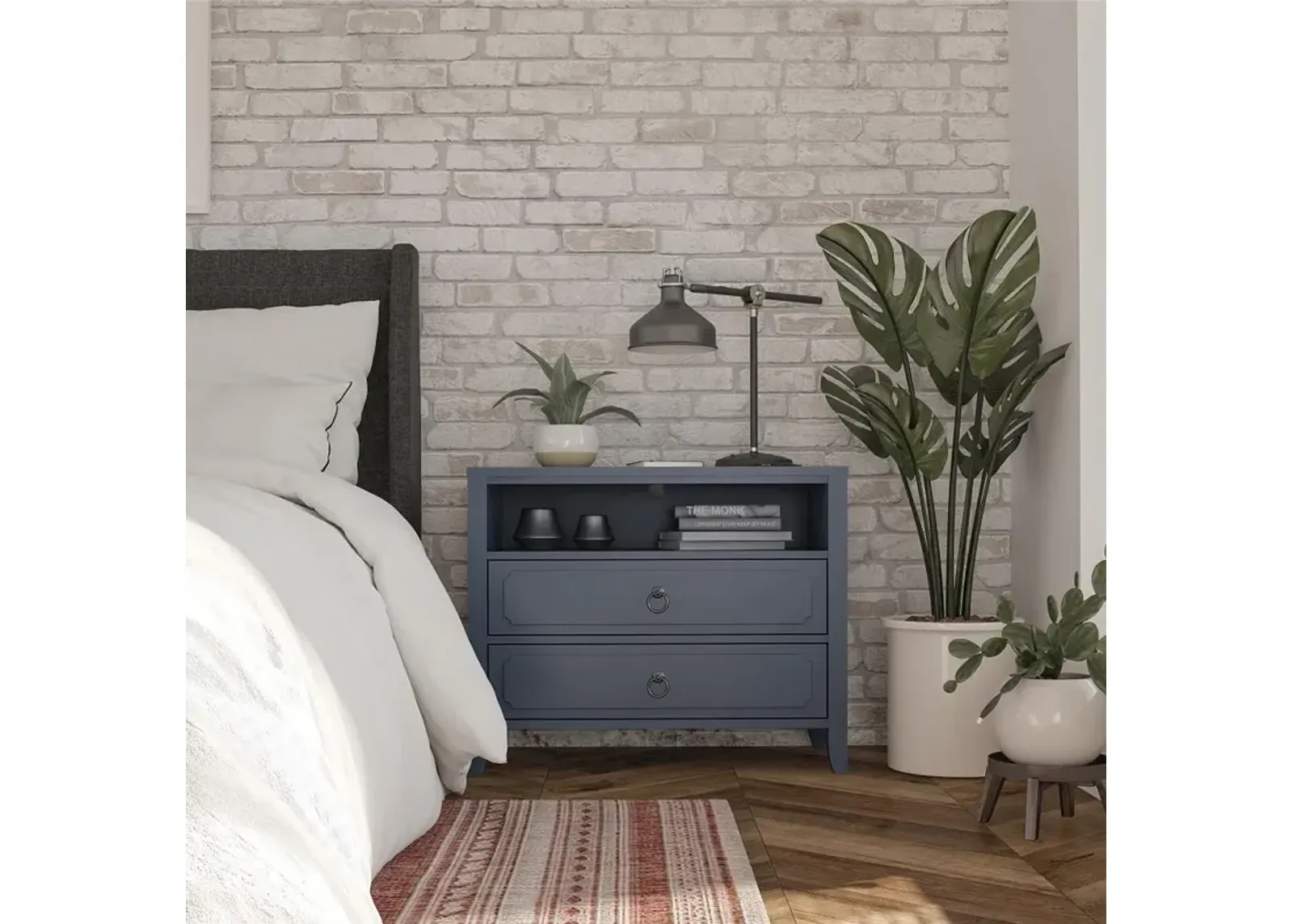 Her Majesty Cottage Blue 2-Drawer Nightstand