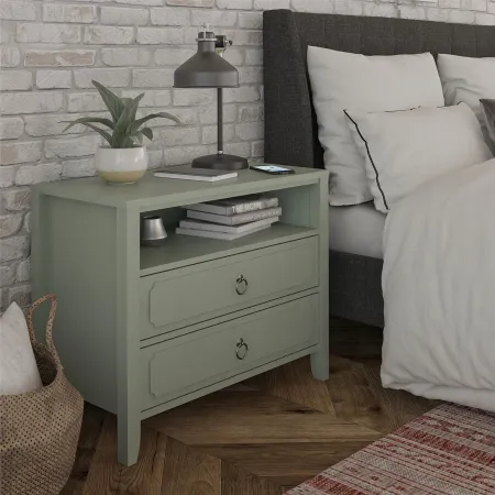 Her Majesty Cottage Pale Green 2-Drawer Nightstand