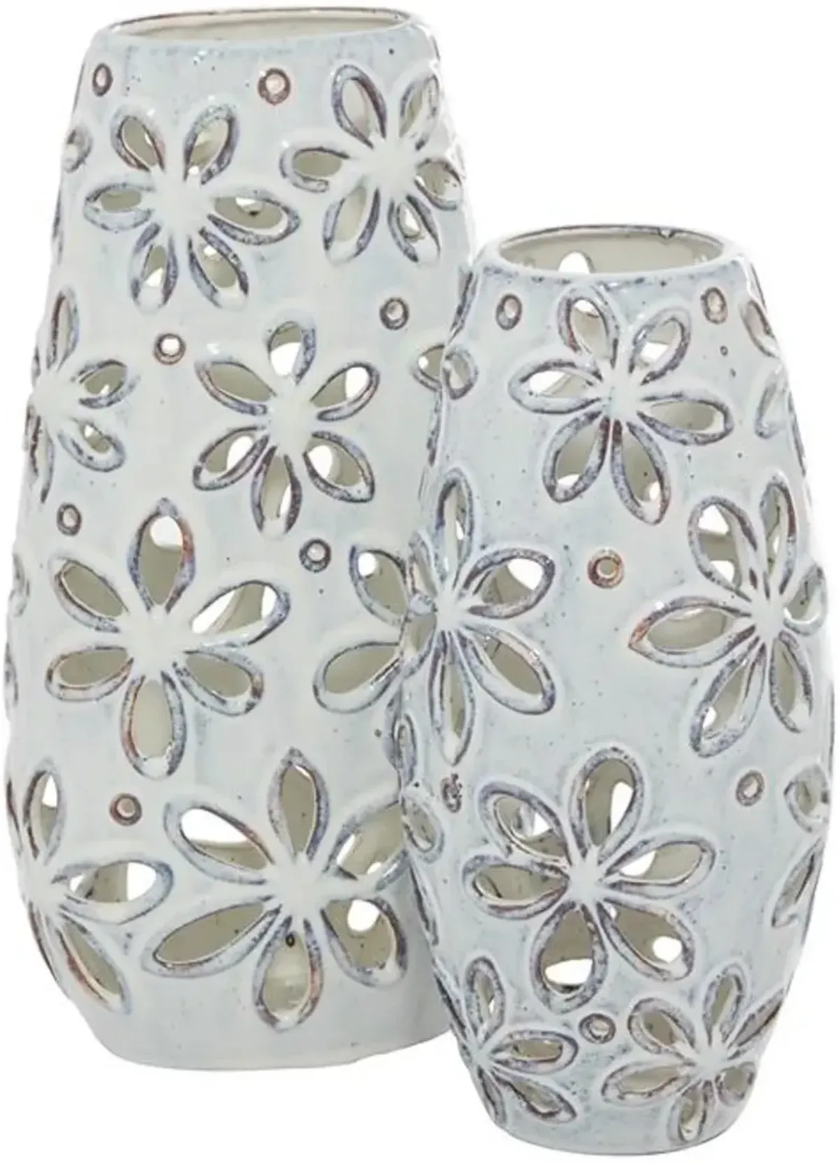 Large Flowered Ceramic 13" Vase