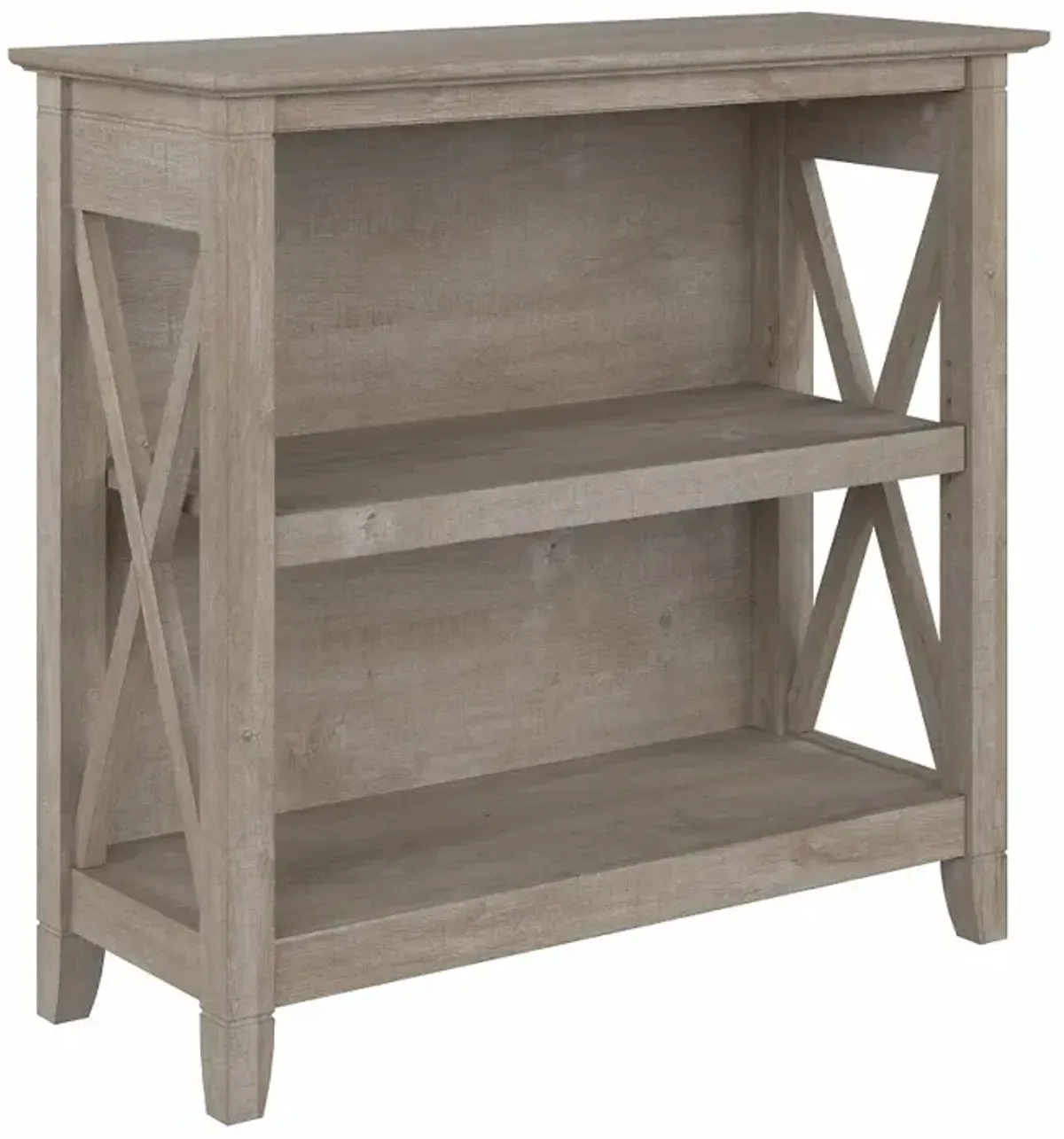 Key West Farmhouse Washed Gray 2-Shelf Bookcase - Bush Furniture