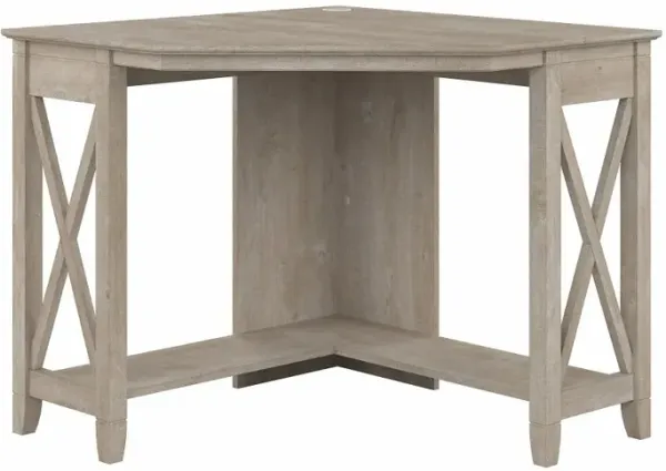 Key West Farmhouse Washed Gray Corner Desk