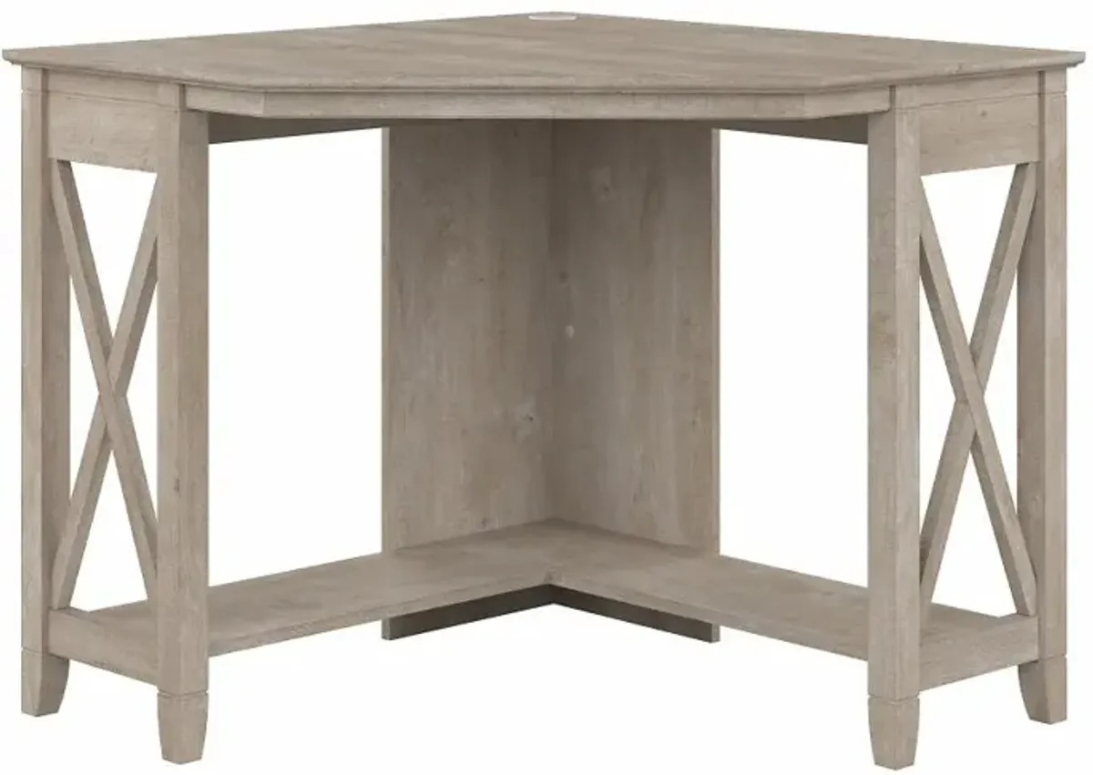 Key West Farmhouse Washed Gray Corner Desk