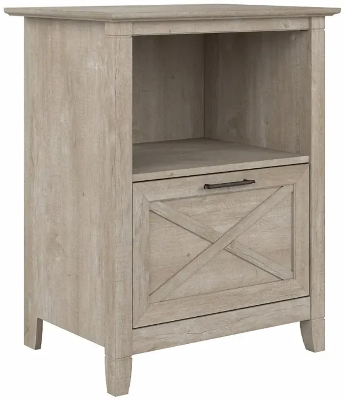 Key West Farmhouse Washed Gray 1-Drawer File Table Stand - Bush...