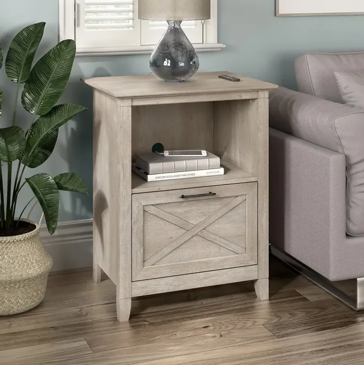 Key West Farmhouse Washed Gray End Table - Bush Furniture