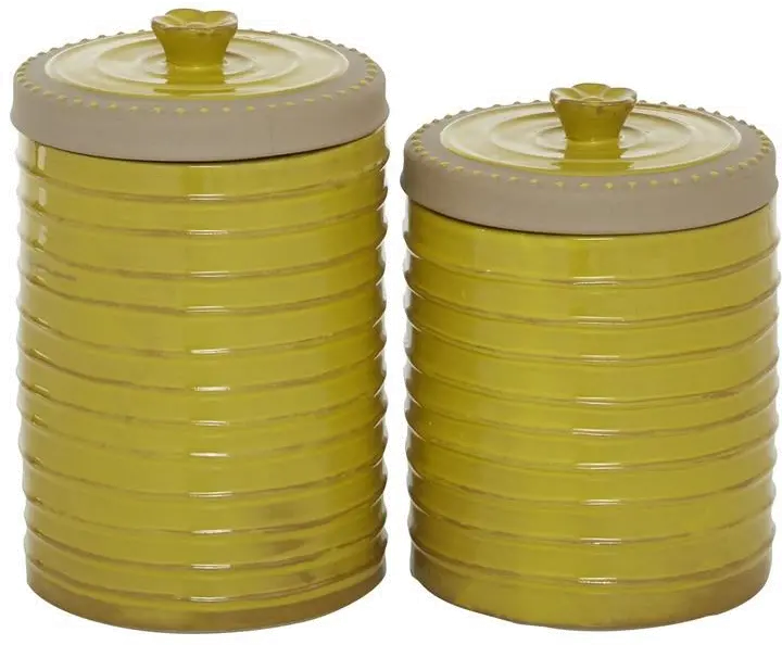 Farmhouse Chic Yellow Stoneware Canister